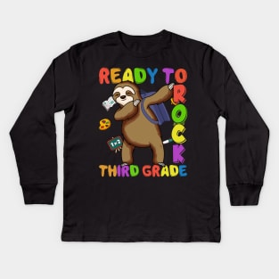 Dabbing 3rd Grade Sloth Back To School Kids Long Sleeve T-Shirt